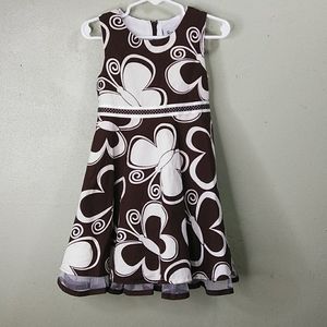 Rare, Too Brown & White  Butterfly Print Dress With Petticoat - 3T - EUC